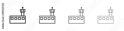 Flight Control tower icons collection web design, minimal line style
