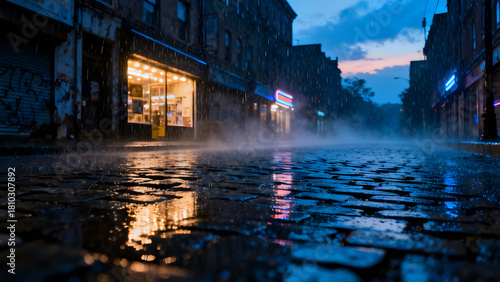 Rainy Night in an Urban Alley