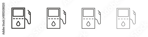 Gas station icons collection web design, minimal line style