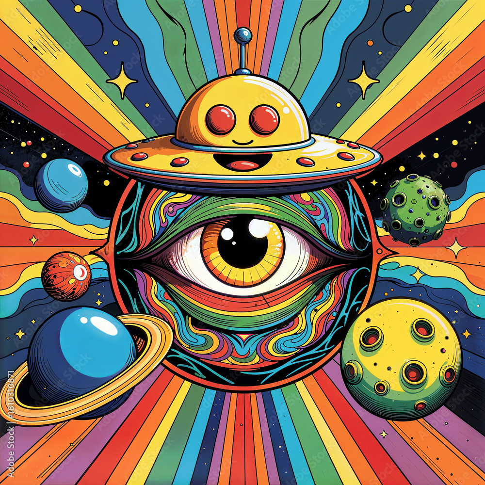Fototapeta premium Rainbow Psychedelic Space Poster