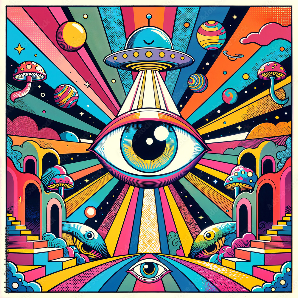 Fototapeta premium Rainbow Psychedelic Space Poster