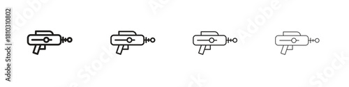 Laser gun icons collection web design, minimal line style