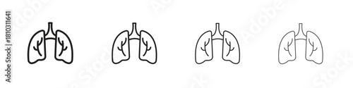 Lung icons collection web design, minimal line style
