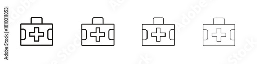 Medical aid kit icons collection web design, minimal line style