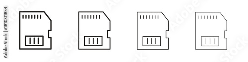 Memory card icons collection web design, minimal line style