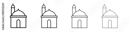 Mosque icons collection web design, minimal line style