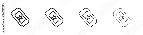 Movie ticket icons collection web design, minimal line style