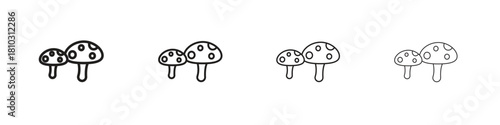 Mushrooms icons collection web design, minimal line style