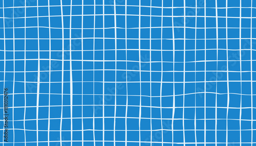 Blue checker vichy plaid seamless pattern. Cute tartan cloth print with doodle check texture. Vector bg for baby fabric, textile design, wrapping, packaging, picnic style and y2k hand art