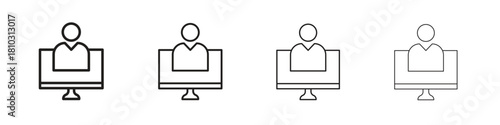 Online meeting icons collection web design, minimal line style