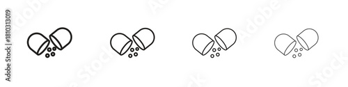Open Capsule Pill icons collection web design, minimal line style