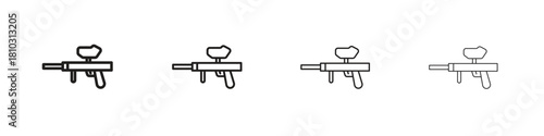 Paintball gun icons collection web design, minimal line style