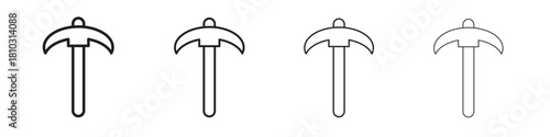 Pick axe icons collection web design, minimal line style