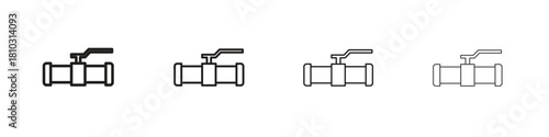 Pipe valve icons collection web design, minimal line style