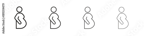 Pregnant woman icons collection web design, minimal line style