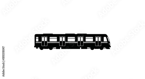 Subway train silhouette with transparent background