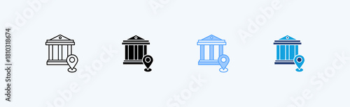 Bank Location Multiple Icon Illustration Vector