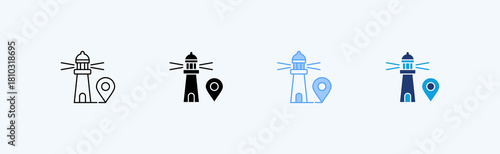 Light House Multiple Icon Illustration Vector