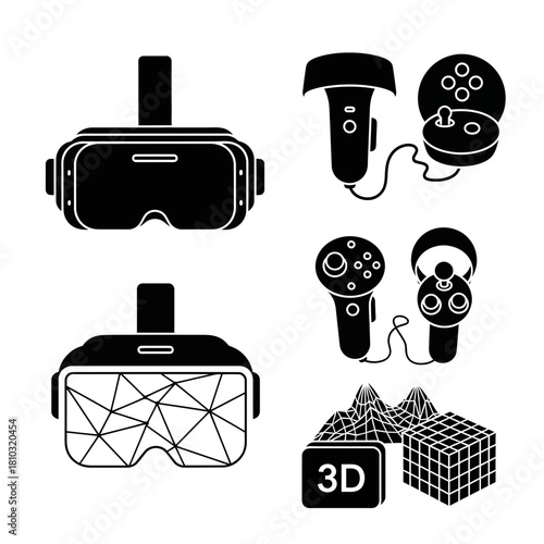 Immersive virtual reality headsets and controllers for futuristic gaming and digital exploration experiences