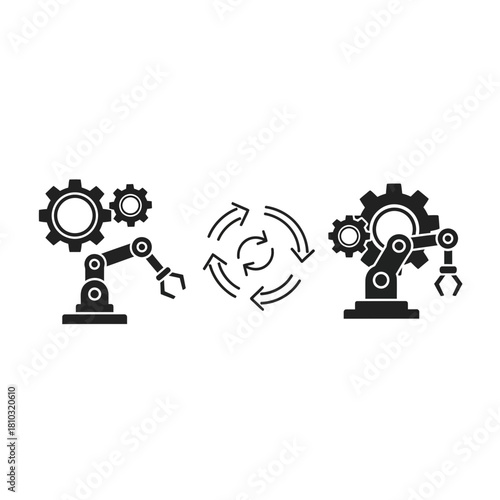 Dynamic robotic arms with gears symbolize automated industrial processes and efficient workflow innovation for modern manufacturing solutions