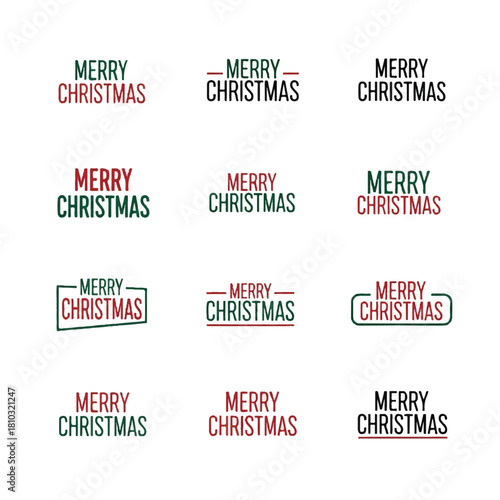 Merry Christmas Typography Collection: Festive Holiday Greetings.