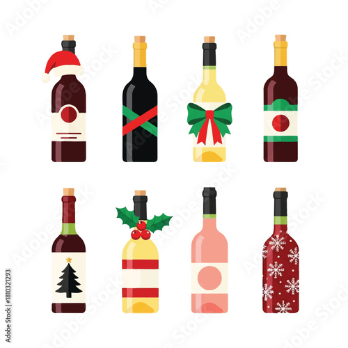 Festive Wine Bottles: A Collection of Holiday-Themed Designs.