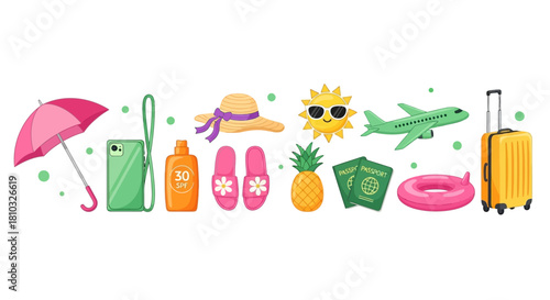 Vector Collection of Summer Vacation and Travel Icons
