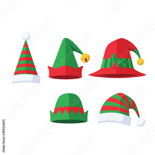 Collection of Festive Christmas Elf Hats for Holiday Celebrations.