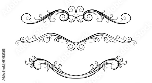Elegant decorative flourish elements add vintage charm and sophistication to designs, perfect for invitations, branding, and ornate layouts