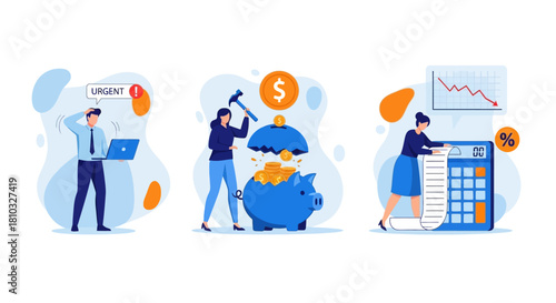 Financial Crisis Management Vector Illustration of Economic Downturn Solutions