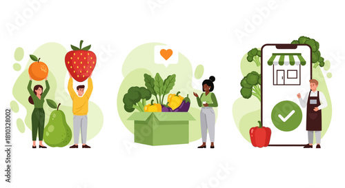 Fresh Food Delivery Concept Healthy Eating & Online Groceries
