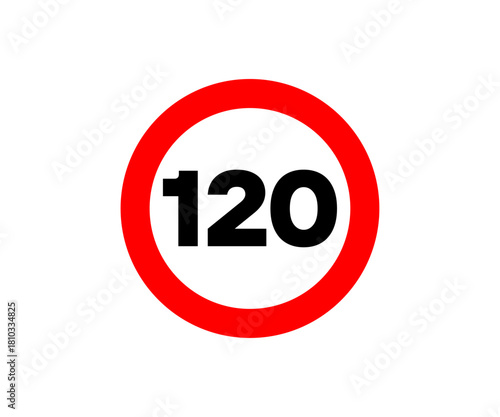A traffic sign indicating a speed limit of 120 kilometers per hour. Speed limit sign, traffic safety vector design and illustration.
