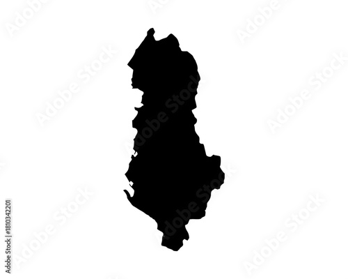 Flat black vector map of Albania, clean country silhouette in minimalist style, abstract geographic outline illustration