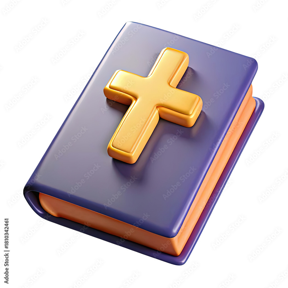 Obraz premium 3d illustration of holy bible with cross isolated on transparent background, a symbol of faith, religion, and spirituality in a classic and meaningful design