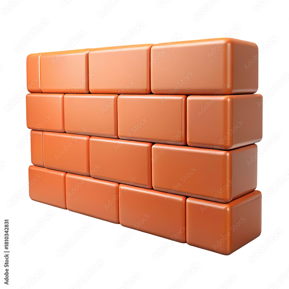 Obraz premium 3d illustration of a stack of orange bricks, perfect for construction or building projects, isolated on transparent background illustrates strength, stability, and durability
