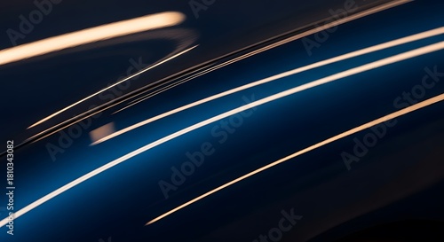 Sleek Blue Metallic Surface with Dynamic Light Reflections perfect for automotive advertising, tech background, website banner, luxury brand marketing