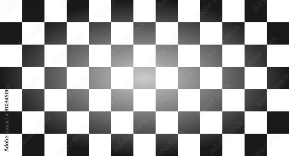 Fototapeta premium Checkered pattern black white gradient textured background. Simple gradient checkerboard