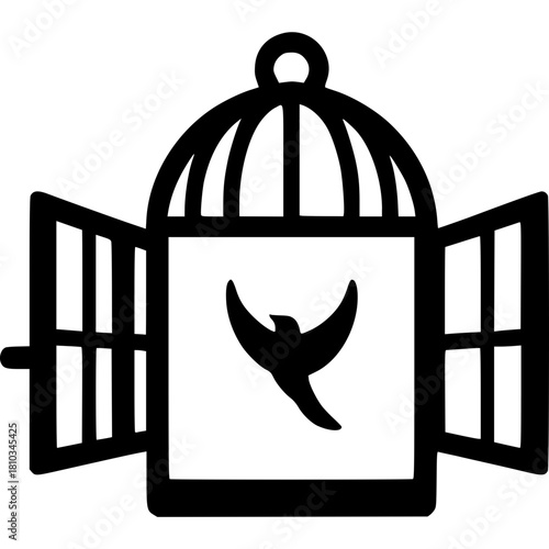 Open Bird Cage Icon Vector