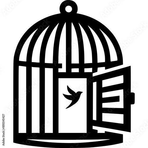 Open Bird Cage Icon Vector