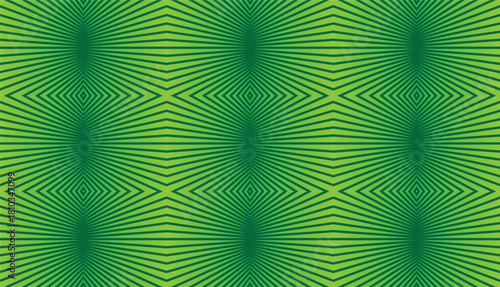 Green optical illusion abstract background with expanding lines