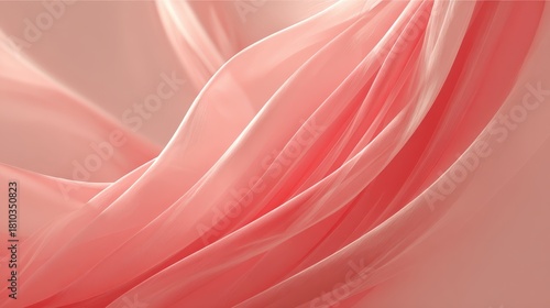 Flowing sheer fabric exhibits soft undulating waves in a warm salmon tone