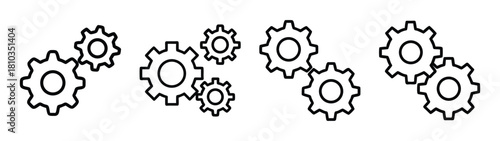 Gears mechanism cogwheel engineering machine part industrial design technology system concept black line