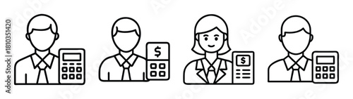 Accountants and financial advisors with calculators and pos systems for business finance help