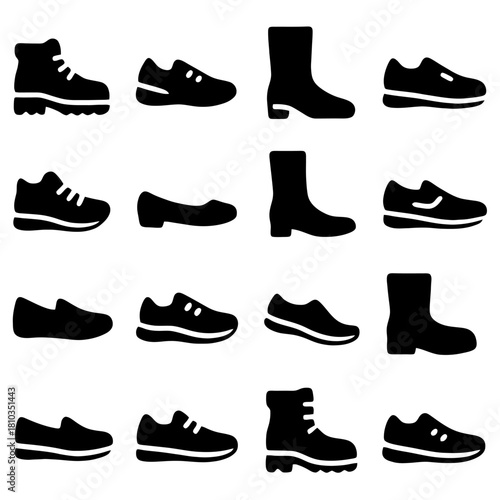 Footwear Collection: A stylish assortment of shoes silhouettes displayed showcasing a variety of styles for different occasions.