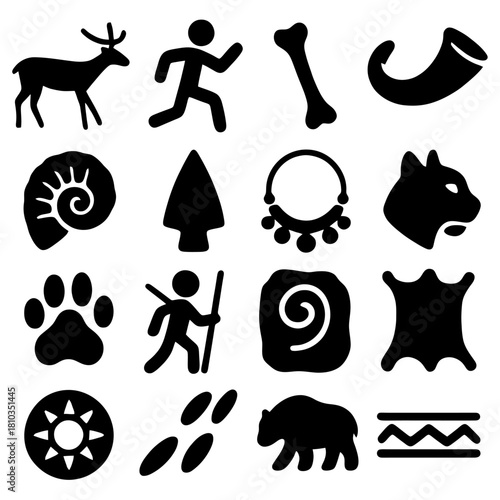 Cave Dweller's Legacy: A collection of cave paintings depicting the essential elements of survival and lifestyle, offering insight into the past life.