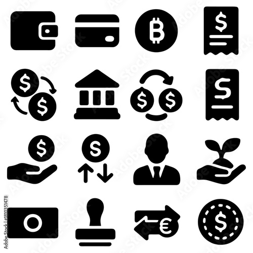 Finance Icon Set: A comprehensive collection of meticulously crafted icons. They embody the essence of modern finance.