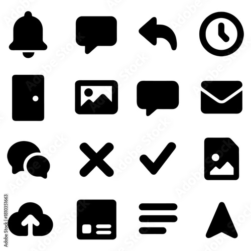 Modern Icons: A comprehensive set of modern icons, designed with sleek simplicity, covers various digital actions. Ideal for user interface elements, graphic designs, and digital communications.