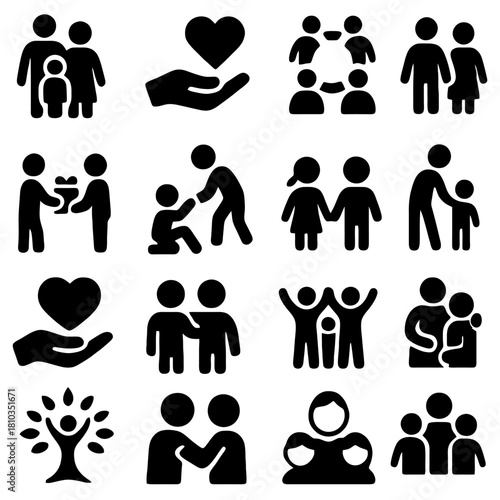 Familial Bonds in Iconography: A curated collection of emblematic figures encapsulates the essence of relationships, affection, and togetherness within a family context.