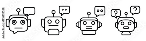 Vector illustration of ai robots with speech bubbles for artificial intelligence concept design