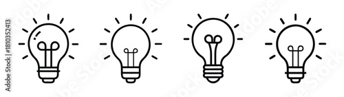 Collection of light bulb vector illustration with different styles for creative design ideas